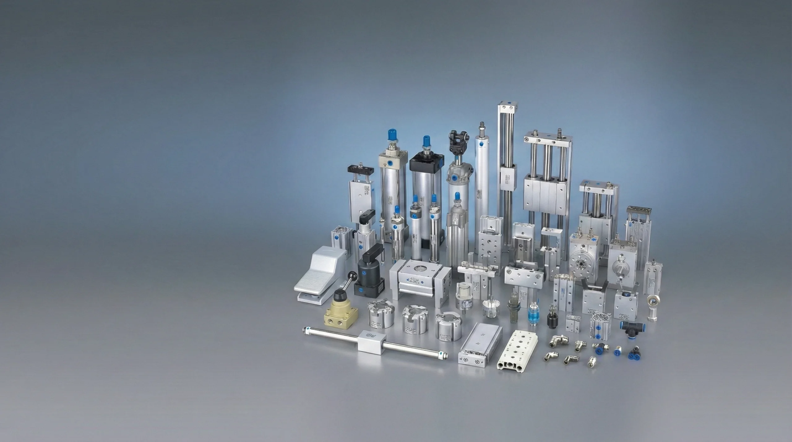 Representative assortment of pneumatic cylinder and actuator formats