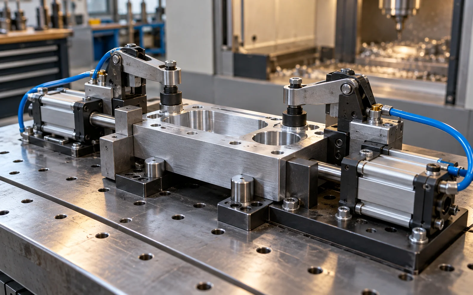 AI concept of a pneumatic workholding and positioning fixture